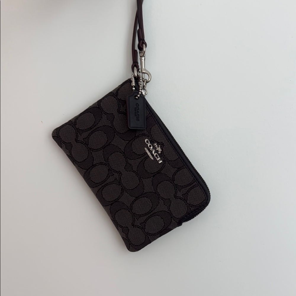 Coach Charcoal Signature Wristlet